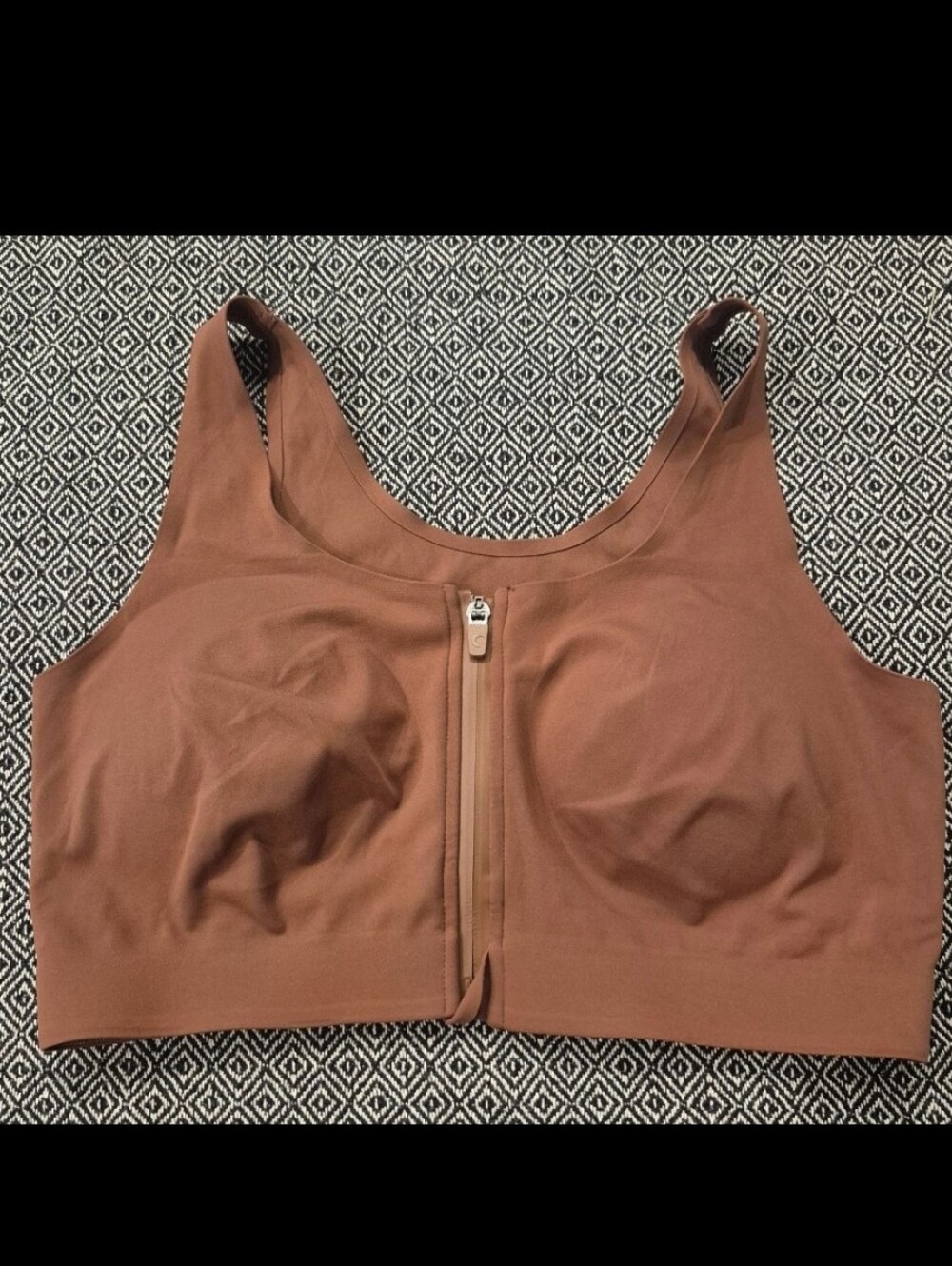 Zyia Brown Front Zip Padded Sports Bra Size Medium